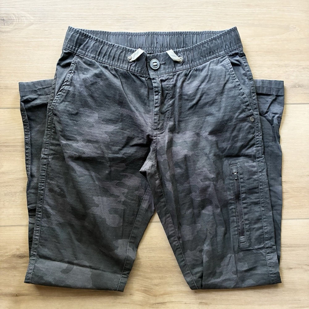 Vuori Ripstop Camo Camouflage Charcoal Gray Black Tapered Hiking Pants Womens XS